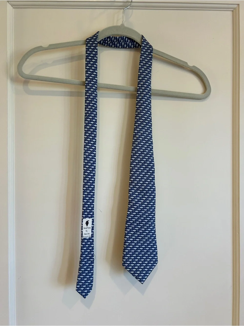 Vineyard Vines Navy and White Whale Motif Silk Tie